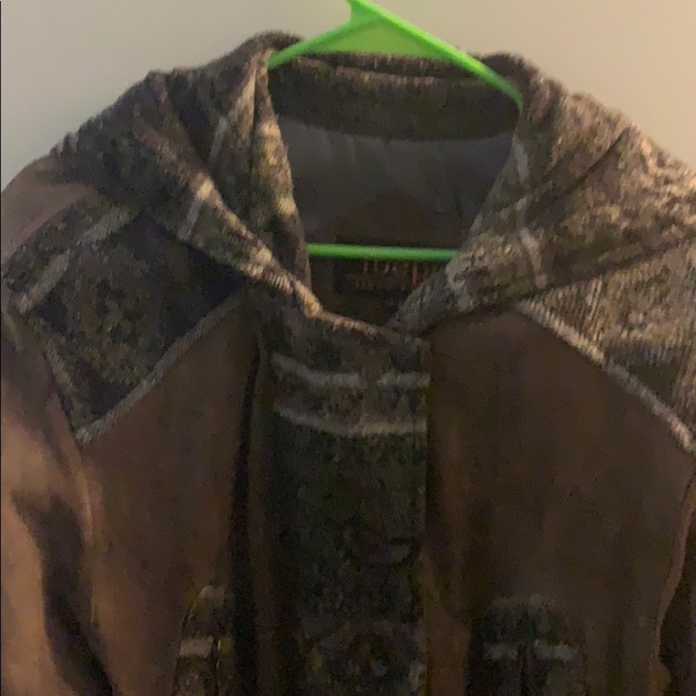 Beautiful suede and wool hooded winter coat.